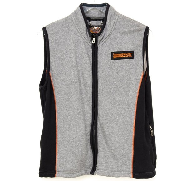 Harley-Davidson Jackets & Blazers - Harley Davidson Cotton Vest Zip Front Casual Motorcycle Grey Black Size Large